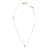 エシカルでサステナブルなジュエリーをご提案するHASUNAのK18製ダイヤモンドのネックレス。直径約2.5mmのダイヤモンドをK18で包み込むように覆輪留めにした頂点にマルカンをつけ、線径0.35mm、幅約1.2mm程度のアズキチェーンに取り付けたネックレスです。チェーンの全長は約43cm。40cmと43cm地点に直径約4mm程度のマルカンのアジャスターがついています。ダイヤモンド ネックレス  18金  ハスナ  HASUNA  エシカルジュエリー サステナブル 誕生石