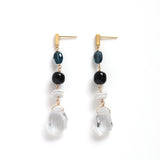 luxe Essenceピアス ロンドンブルートパーズ&クリスタル 4stones