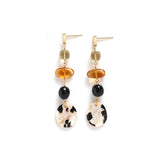 One of a kind ロングピアス ビアクォーツ&ウィルクス貝 4stones