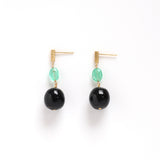 luxe Essence ピアス 黒珊瑚&エメラルド