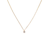 エシカルでサステナブルなジュエリーをご提案するHASUNAのK18製ダイヤモンドのネックレス。直径約2.5mmのダイヤモンドをK18で包み込むように覆輪留めにした頂点にマルカンをつけ、線径0.35mm、幅約1.2mm程度のアズキチェーンに取り付けたネックレスです。チェーンの全長は約43cm。40cmと43cm地点に直径約4mm程度のマルカンのアジャスターがついています。ダイヤモンド ネックレス  18金  ハスナ  HASUNA  エシカルジュエリー サステナブル 誕生石 ひと粒ダイヤ ダイヤモンドジュエリー ダイヤモンドネックレス ギフト 祝 成人式 冠婚葬祭 プレゼント