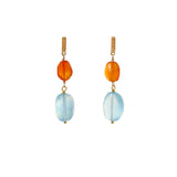 luxe Essence ショートピアス アクアマリン&カーネリアン