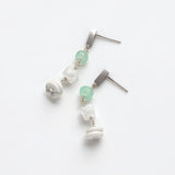 luxe Essence ショートピアス クリソプレーズ&クラッククォーツ【Final offer】