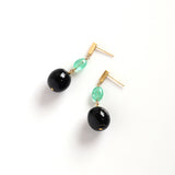 luxe Essence ピアス 黒珊瑚&エメラルド