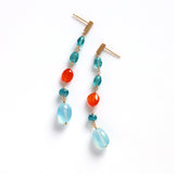 luxe Essence ロングピアス アクアマリン&カーネリアン