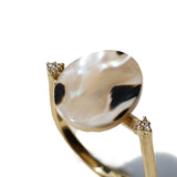 l'unique リング オーバル シェル&ダイヤモンド #1【11号】