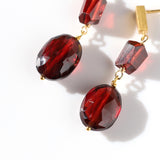 luxe Essence ショートピアス ガーネット ツイスト&オーバル