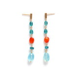 luxe Essence ロングピアス アクアマリン&カーネリアン