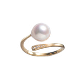 あこやパール ダイヤモンド ショート リング 18金 ハスナ HASUNA エシカルジュエリー