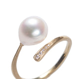 あこやパール ダイヤモンド ショート リング 18金 ハスナ HASUNA エシカルジュエリー