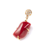 珊瑚 ダイヤモンド ショートピアス 18金 ハスナ HASUNA エシカルジュエリー