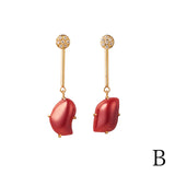 珊瑚 ダイヤモンド ロングピアス 18金 ハスナ HASUNA エシカルジュエリー