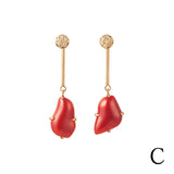 珊瑚 ダイヤモンド ロングピアス 18金 ハスナ HASUNA エシカルジュエリー