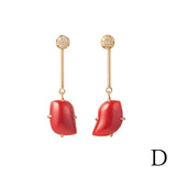 珊瑚 ダイヤモンド ロングピアス 18金 ハスナ HASUNA エシカルジュエリー