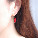 珊瑚 ダイヤモンド ロングピアス 18金 ハスナ HASUNA エシカルジュエリー