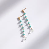 ターコイズ 12月誕生石 アリゾナ産ターコイズ ロングピアス サステナブル エシカルジュエリー HASUNA