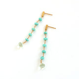 ターコイズ 12月誕生石 アリゾナ産ターコイズ ロングピアス サステナブル エシカルジュエリー HASUNA