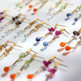 ロングピアス 18金 K18 天然石 誕生石 エシカルジュエリー HASUNA ハスナ