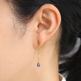 ロングピアス 18金 K18 天然石 誕生石 エシカルジュエリー HASUNA ハスナ