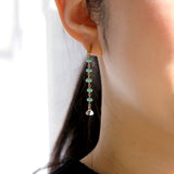 ターコイズ 12月誕生石 アリゾナ産ターコイズ ロングピアス サステナブル エシカルジュエリー HASUNA