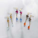 ロングピアス 18金 K18 天然石 誕生石 エシカルジュエリー HASUNA ハスナ