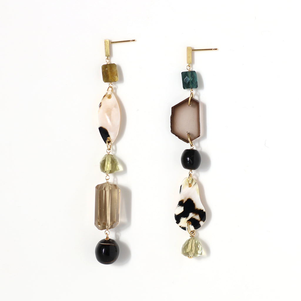One of a kind ピアス トルマリン＆ウィルクス貝 | エシカル