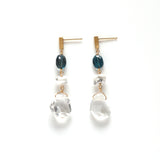 luxe Essenceピアス ロンドンブルートパーズ＆クリスタル 3stones
