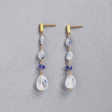 luxe Essence ピアス デュモルチェライトインクォーツ&タンザナイト 4stones white