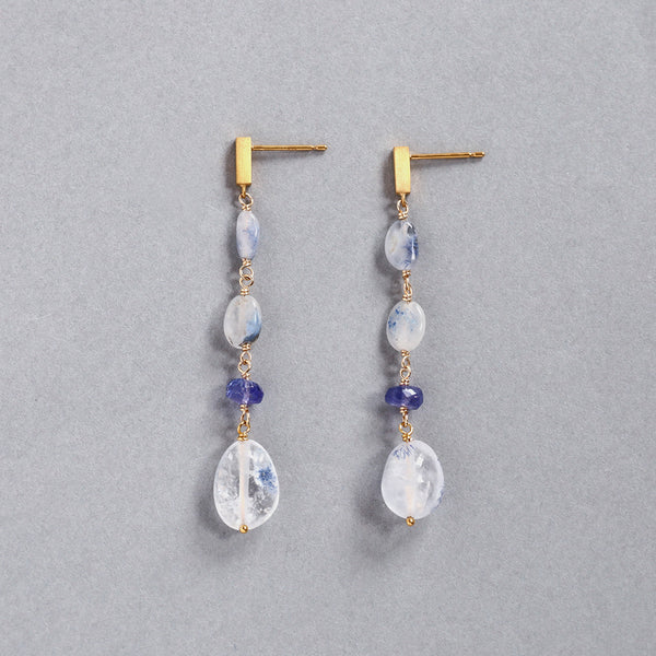 luxe Essence ピアス デュモルチェライトインクォーツ&タンザナイト 4stones white