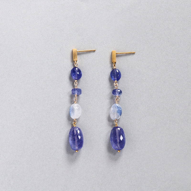 luxe Essence ピアス デュモルチェライトインクォーツ&タンザナイト 4stones blue
