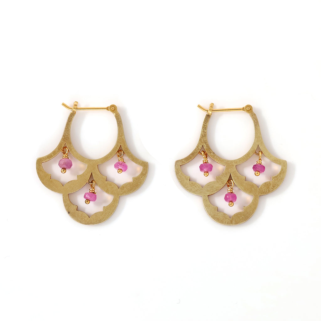 luxe パターンピアス ルビー | エシカルジュエリー HASUNA(ハスナ)