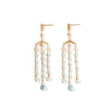 luxe Essence シャンデリアピアス アクアマリン＆インペリアルトパーズ