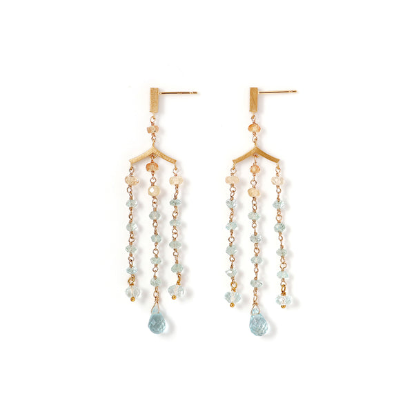 luxe Essence シャンデリアピアス アクアマリン＆インペリアルトパーズ