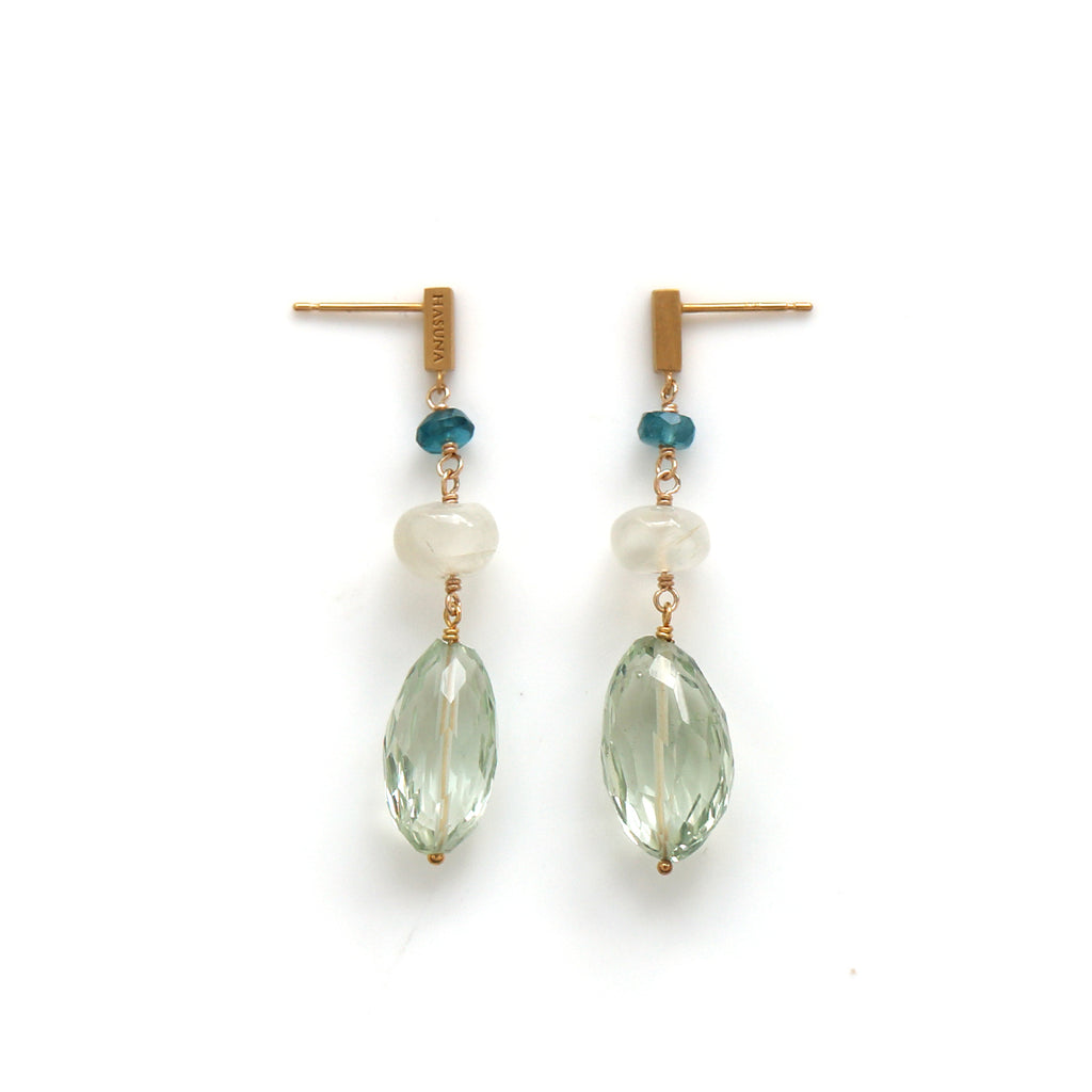 ピアス ムーンストーン＆グリーンアメシスト| エシカルジュエリー  