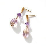 luxe Essence ショートピアス アメトリン＆アメシスト