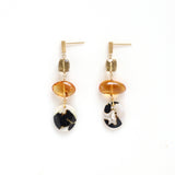 One of a kind ロングピアス ビアクォーツ＆ウィルクス貝 3stones
