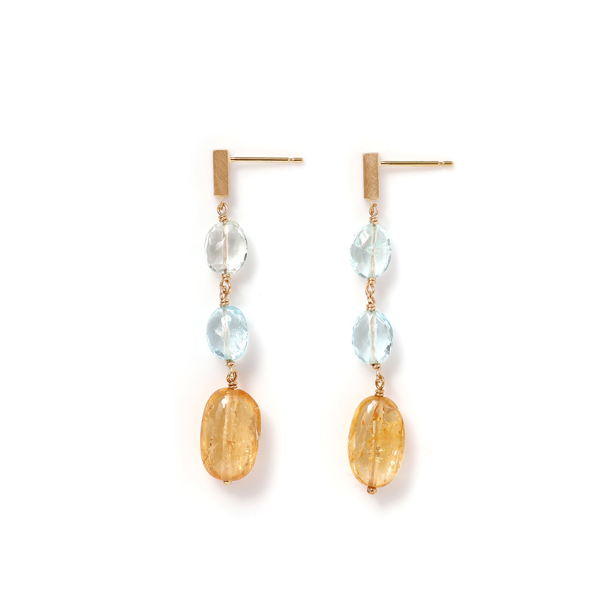 luxe Essence ショートピアス アクアマリン＆インペリアルトパーズ | エシカルジュエリー HASUNA(ハスナ)