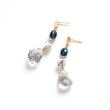 luxe Essenceピアス ロンドンブルートパーズ＆クリスタル 3stones