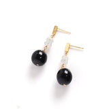 luxe Essence ピアス 黒珊瑚＆ブルームーンストーン