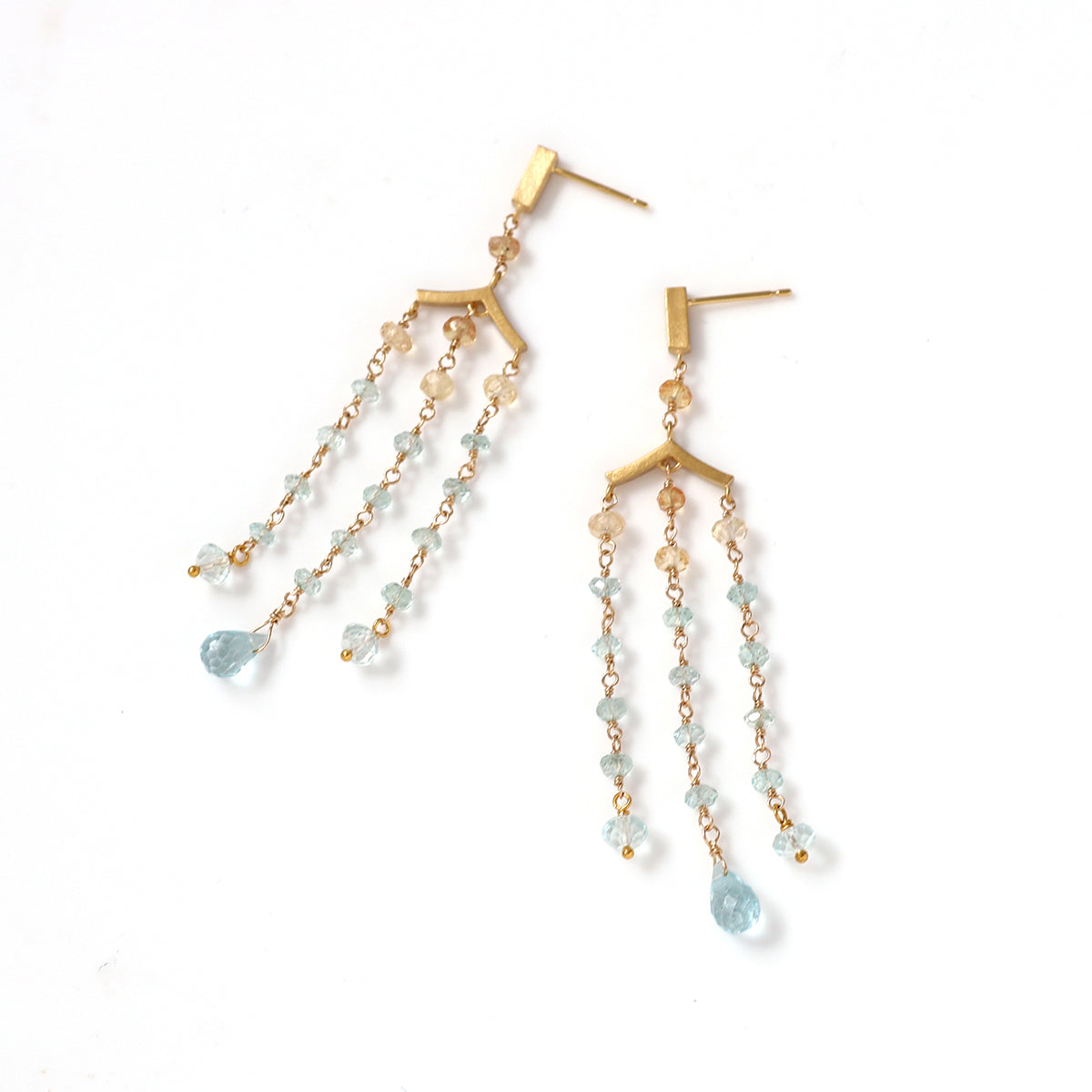 luxe Essence シャンデリアピアス アクアマリン＆インペリアルトパーズ