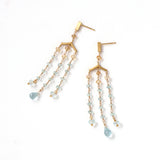 luxe Essence シャンデリアピアス アクアマリン＆インペリアルトパーズ