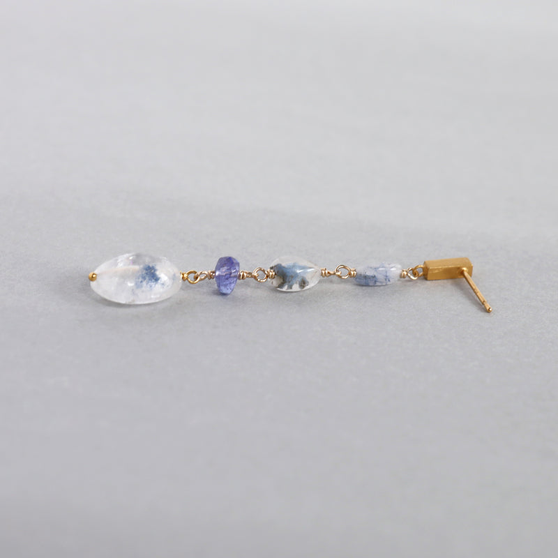 luxe Essence ピアス デュモルチェライトインクォーツ&タンザナイト 4stones white