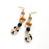 One of a kind ロングピアス ビアクォーツ＆ウィルクス貝 4stones