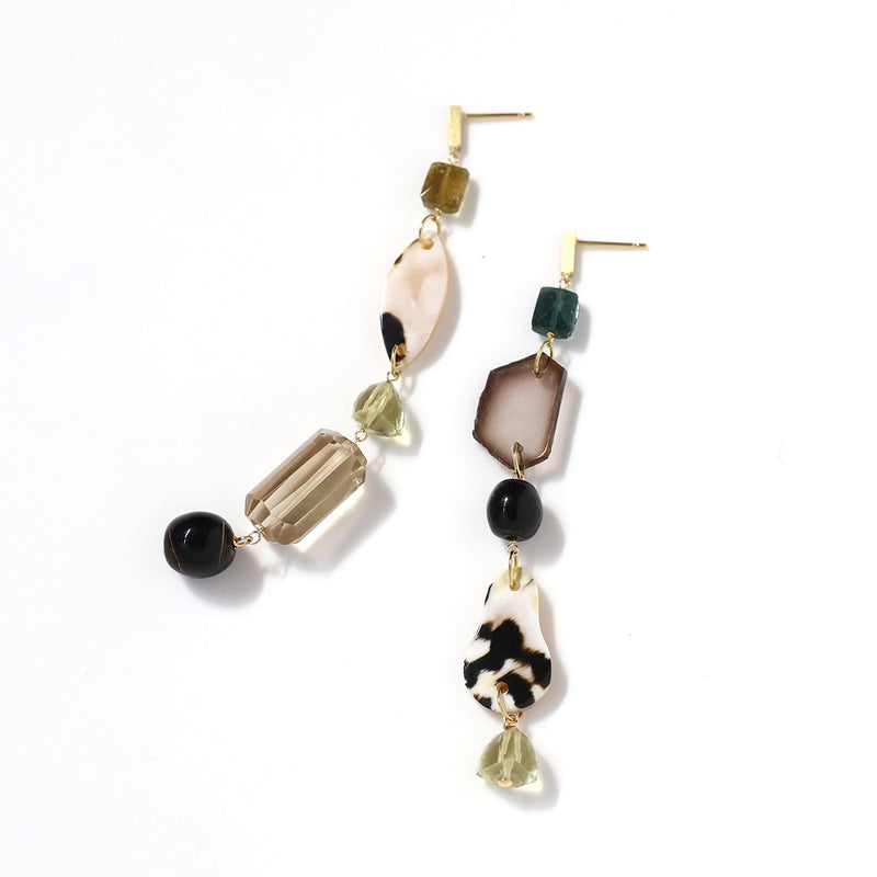 One of a kind ロングピアス トルマリン＆ウィルクス貝【完売】
