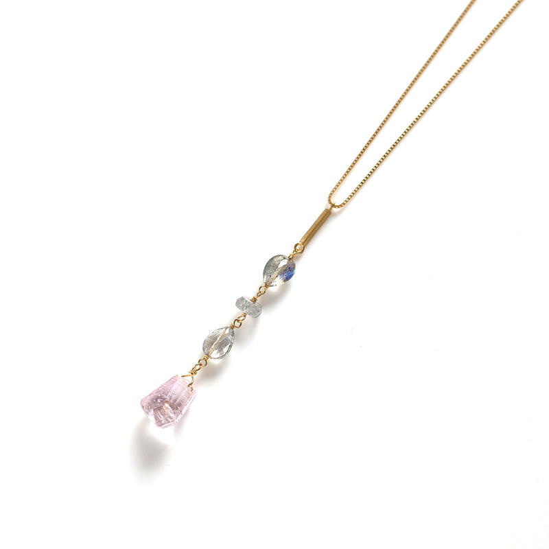 One of a kind K18 ネックレス&ピアスセット クンツァイト| エシカル 