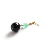 luxe Essence ピアス 黒珊瑚＆エメラルド