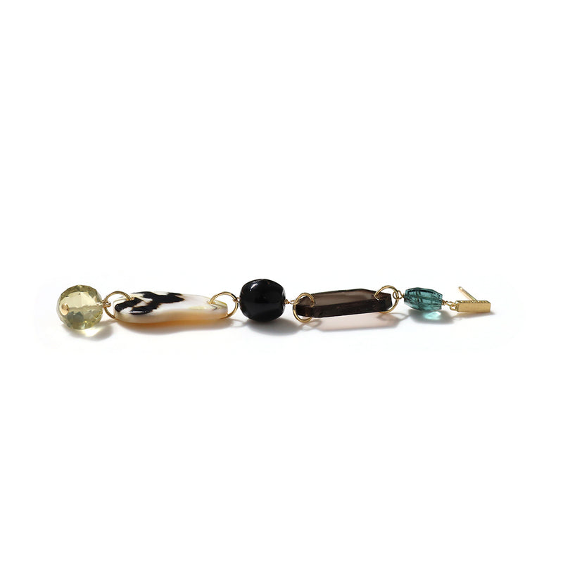 One of a kind ロングピアス トルマリン＆ウィルクス貝【完売】