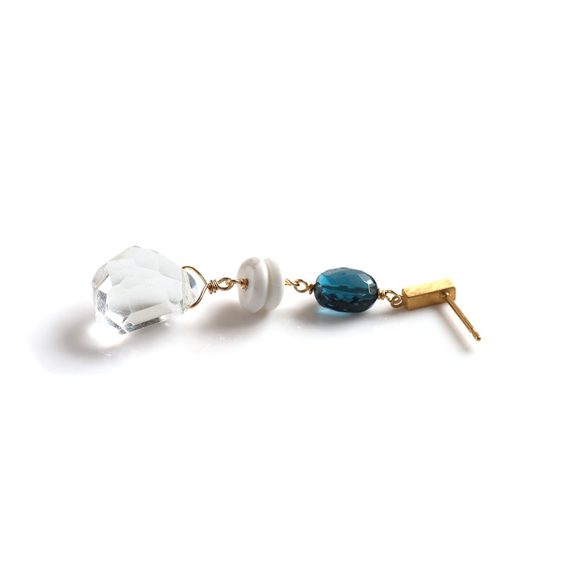 luxe Essence ピアス ロンドンブルートパーズ＆クリスタル 3stones