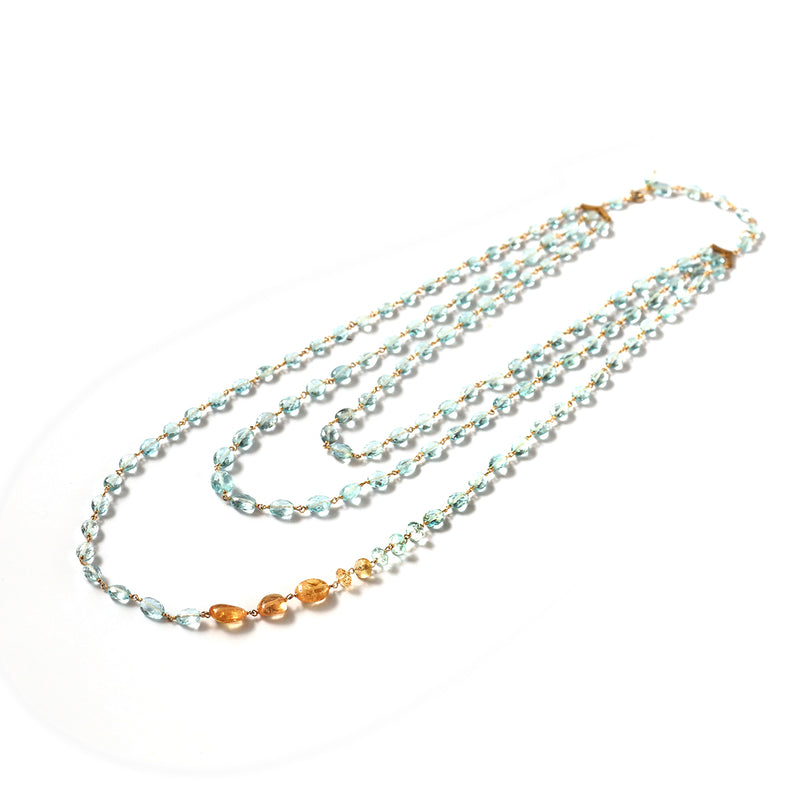 NEY0018⭐️トルマリン3連ネックレス luxe Essence 三連ネックレス アクアマリン＆インペリアルトパーズ