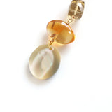 One of a kind ロングピアス ビアクォーツ＆ウィルクス貝 3stones